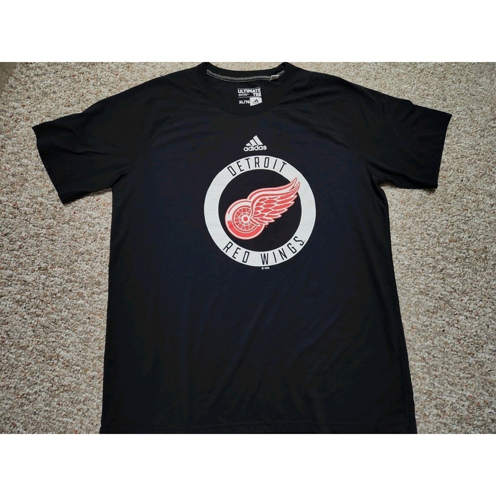 Adidas NHL Detroit Red Wings Hockey Short‎ Sleeved T-Shirt XL Black